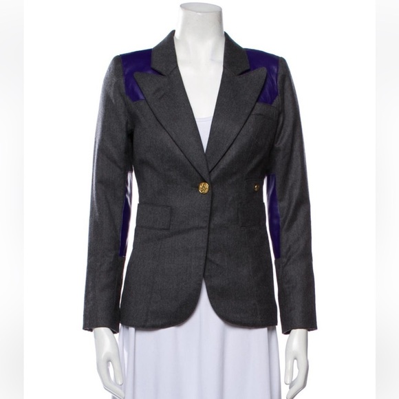 Smythe Black Linen Blazer Sz 2 - Picture 2 of 5